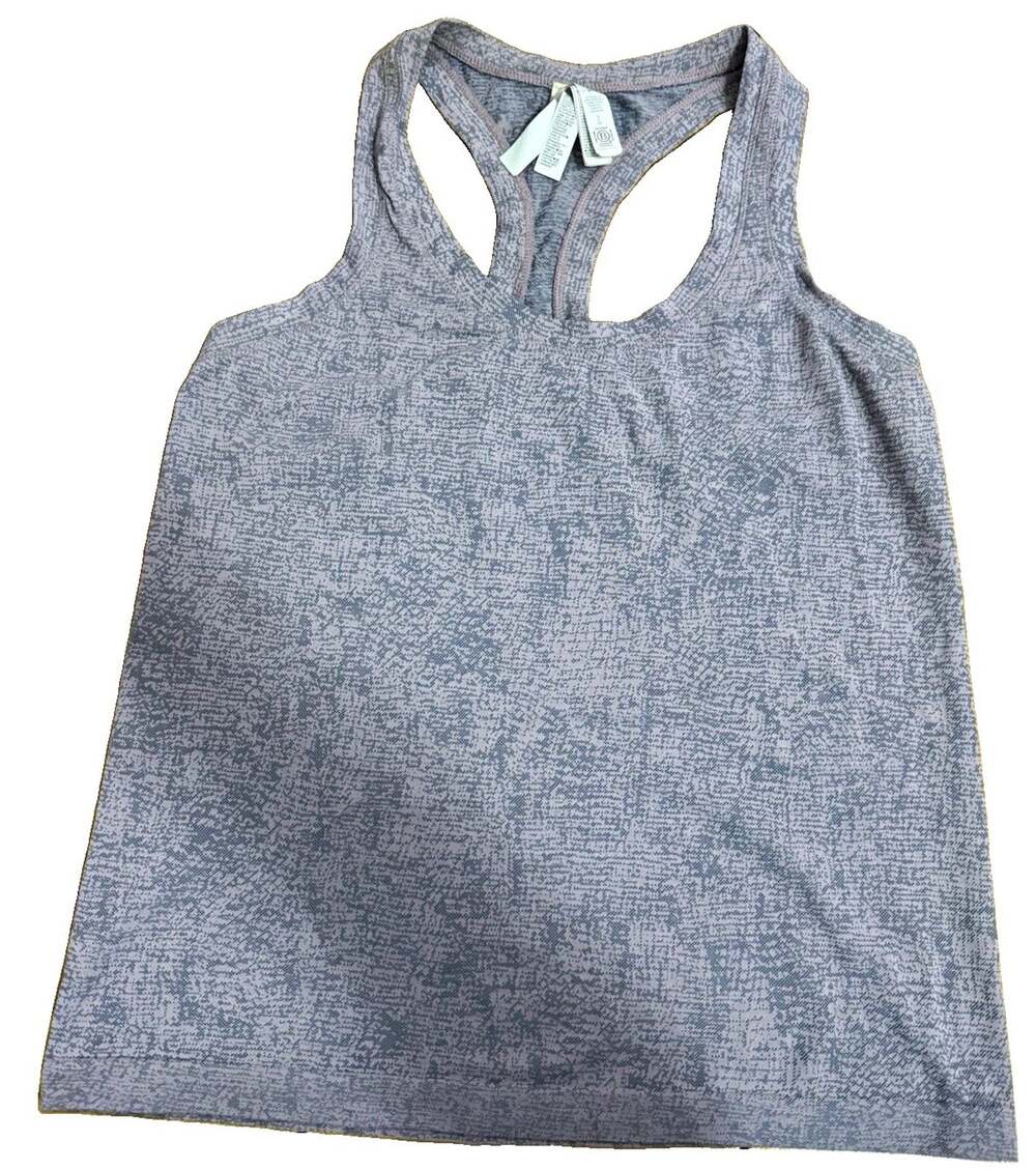 ATHLETA Women’s Racerback Scoop Neck Stretch Tank Top Pink/Gray Abstract Small